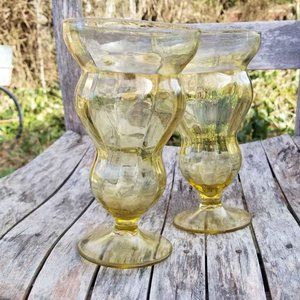 MCM Vintage set of 2 amber glass float or milkshake glasses, depression …